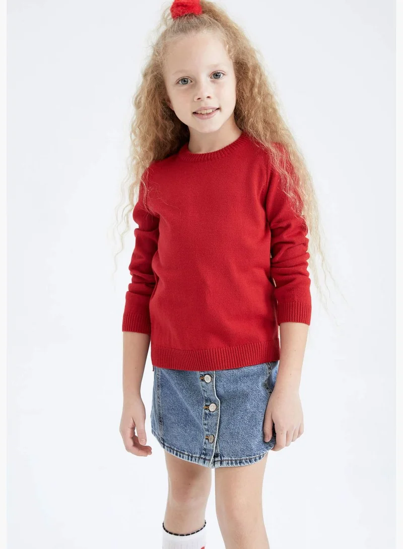 DeFacto Girl Crew Neck Long Sleeve Tricot Pullover