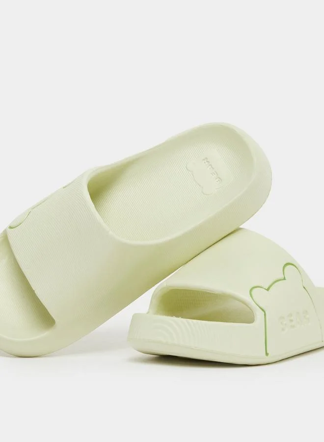 Take Two Take Two Bear Print Open Toe Slides