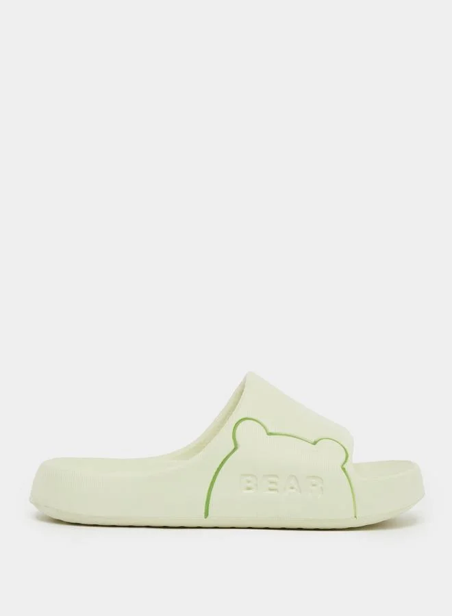 Take Two Take Two Bear Print Open Toe Slides