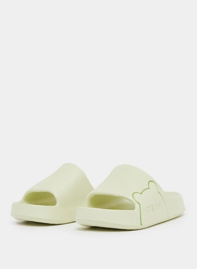 Take Two Take Two Bear Print Open Toe Slides