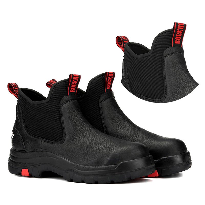 ROCKROOSTER Bakken Men's Black 6 inch Chelsea Boots, EH Rated Waterproof Slip-on Work Boots AK303-Soft Toe-09 - Image 1