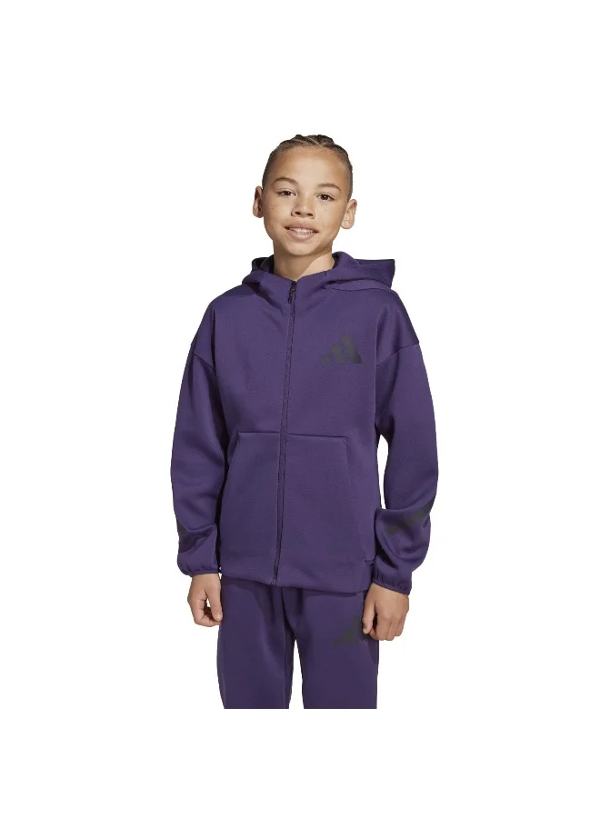 adidas Adidas J Z.N.E.Fz Purple Hooded Track Top Track Tops For Kids