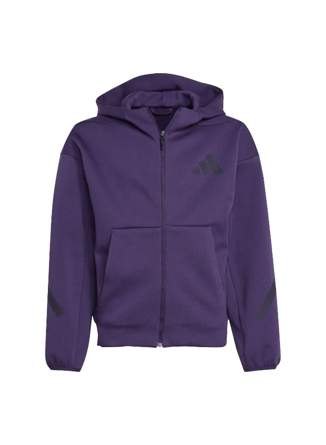 adidas Adidas J Z.N.E.Fz Purple Hooded Track Top Track Tops For Kids