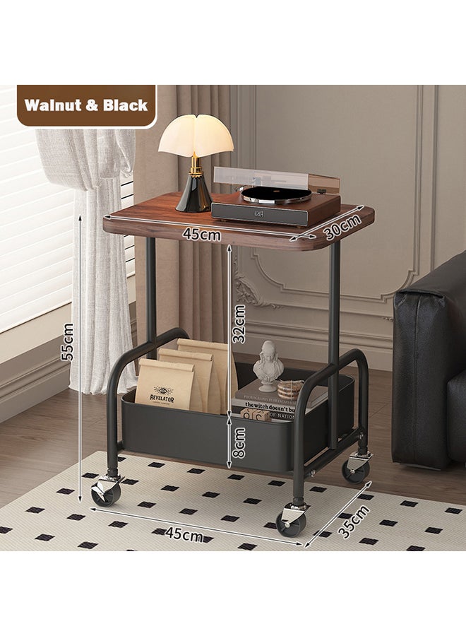 XiuWoo 2-Tier Rolling Cart with Wooden Tabletop, Metal Utility Storage Cart with Wheels, Multifunctional Movable Serving Cart, for Office, Book Organizer for Classroom, Home, Bedroom - Image 2