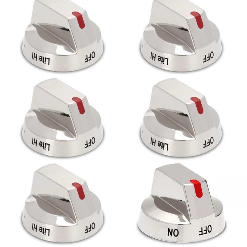 P Polerden DG9401712A Stove knobDG9401713A Light knob 6 Pack Gas Range Burner Control Dial Knob for Samsung Range Oven Stove NX58M9420SS NX58M9420SSAA NX58M9420SSAA00 - Image 2