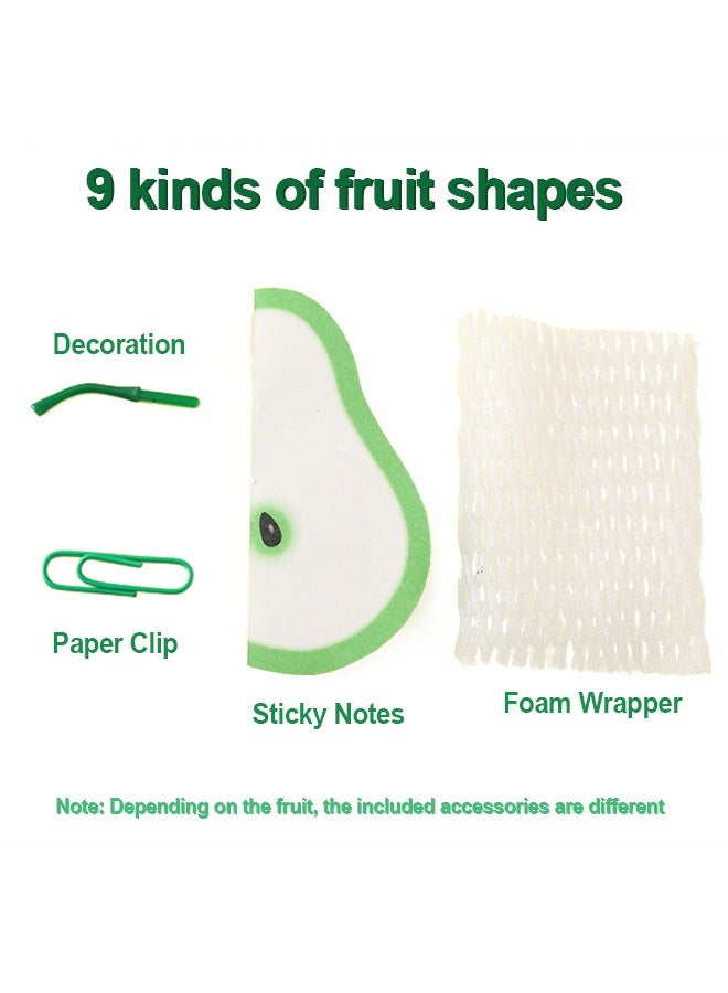 Generic 1125Pcs 9 Styles 3D Fruit Shaped Portable Mini Sticky Notes, Memo Scratch Pads, Paper Notepads for Office School Holiday Gifts - Image 2