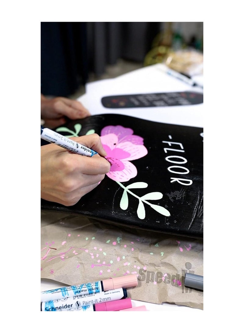 Schneider  markers طلاء أكريليك 6 قطع 2 مم نصائح مستديرة متعددة الألوان - Image 4