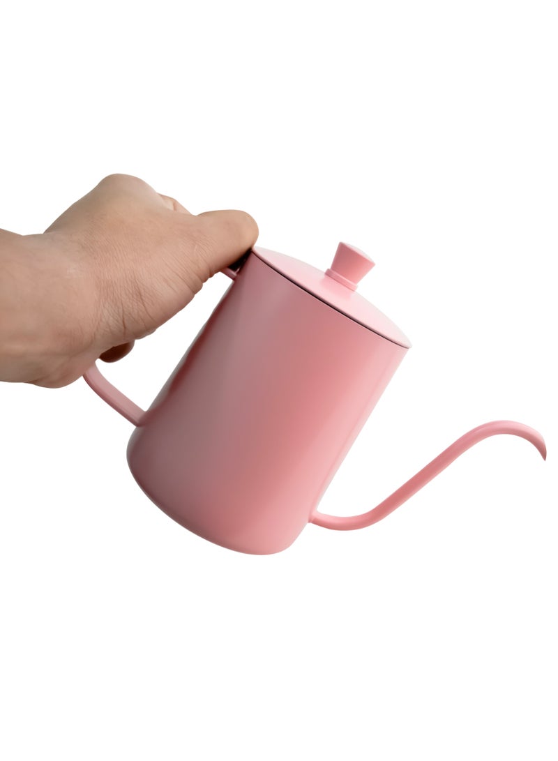 MIBRU Coffee Drip V60 Pour Over Kettle With Lid Tea Pot 304 Stainless Steel Teflon Coated Pitcher Pink 600ml - Image 3