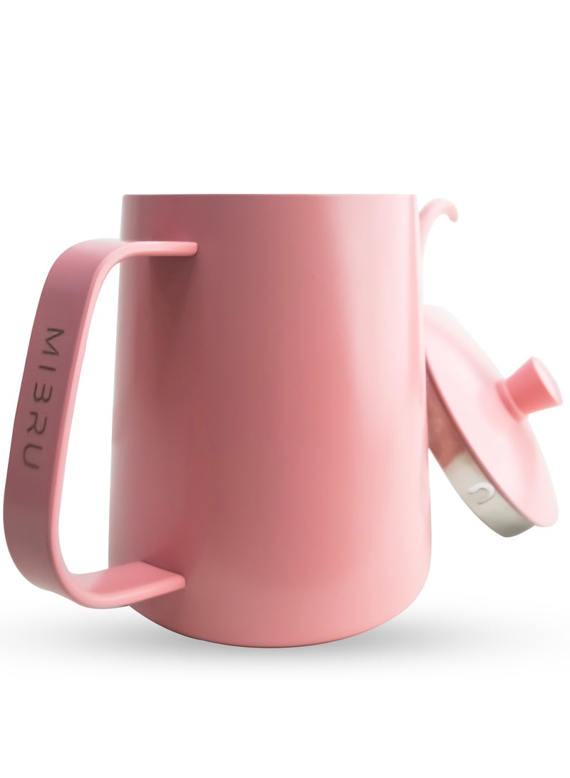 MIBRU Coffee Drip V60 Pour Over Kettle With Lid Tea Pot 304 Stainless Steel Teflon Coated Pitcher Pink 600ml - Image 4