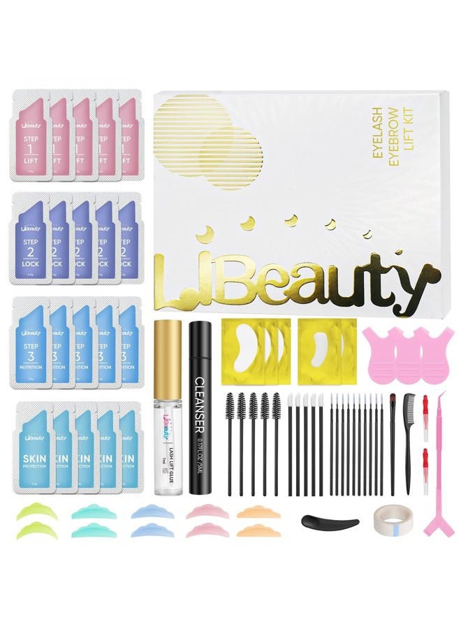 Libeauty طقم تجعيد الرموش، طقم رفع الرموش و تثبيت الحواجب الاحترافي مناسب للاستخدام المنزلي، يحافظ على تجعيد الرموش لمدة 4 أسابيع مع وسادة رفع رموش على شكل 'C'  - Image 1