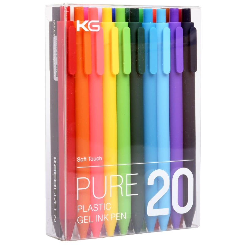 Kaco PURE Colored Gel Pens 0.5mm 20 Pieces Set Colorful Multi-color Ink Fine Point Comfort Grip Quick Drying Pens for Journaling Note Taking - Image 1