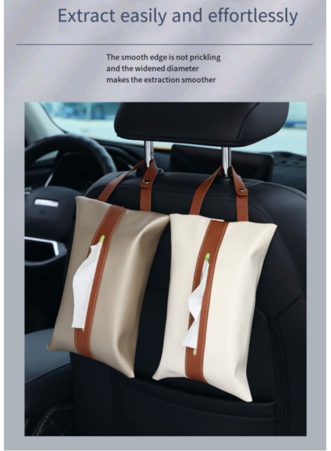 Generic Leather Car Tissue Holder – Car Interior Accessories | Car Tissue Box | Home Tissue Bag | Living Room Toilet Tissue Box  - Image 2
