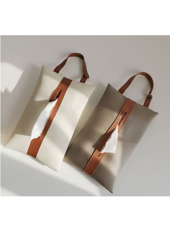 Generic Leather Car Tissue Holder – Car Interior Accessories | Car Tissue Box | Home Tissue Bag | Living Room Toilet Tissue Box  - Image 5