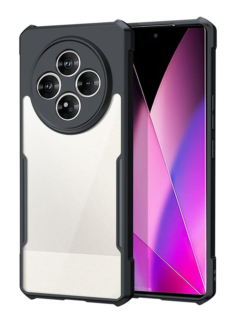 OPPO Reno 12F 5G Case Cover, Ultra-Thin Lightweight Cover Soft TPU Bumper, Acrylic Clear Back Mobile Phone Case Cover For OPPO Reno 12F 5G, Black - Image 1