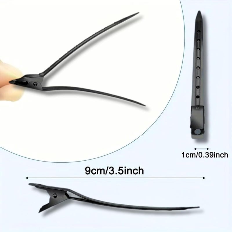 ELAUR 24 Pack Duck Bill Hair Clips - 3.5" Rust Proof Metal Alligator Clips with Holes for Hair Styling & Sectioning - Salon & Home (Black) - Image 2