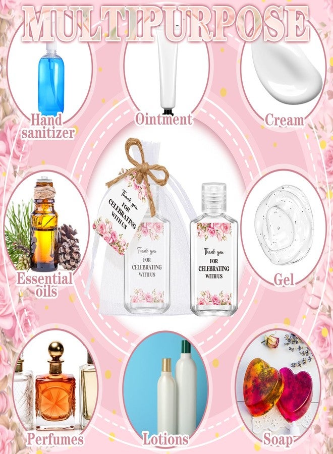 Tiangrid 50 Sets Mini Hand Sanitizer Bottles Bulk Wedding Favors for Guests 2oz Empty Travel Size Hand Sanitizer Bottles with 50 Organza Bags Thank You Tags for Wedding Party (Flower, Pink) - Image 3