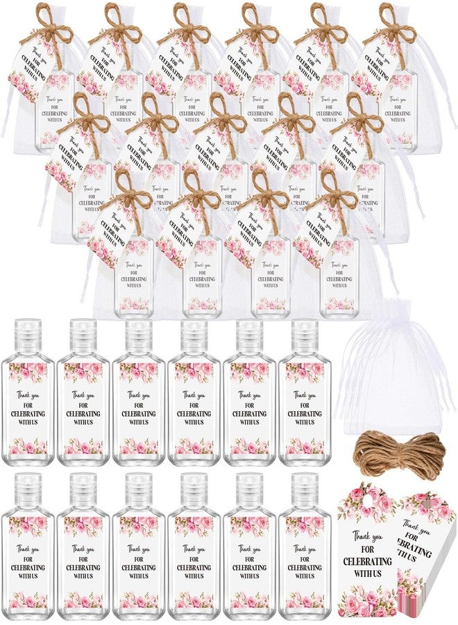 Tiangrid 50 Sets Mini Hand Sanitizer Bottles Bulk Wedding Favors for Guests 2oz Empty Travel Size Hand Sanitizer Bottles with 50 Organza Bags Thank You Tags for Wedding Party (Flower, Pink) - Image 1