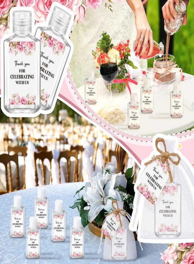 Tiangrid 50 Sets Mini Hand Sanitizer Bottles Bulk Wedding Favors for Guests 2oz Empty Travel Size Hand Sanitizer Bottles with 50 Organza Bags Thank You Tags for Wedding Party (Flower, Pink) - Image 5
