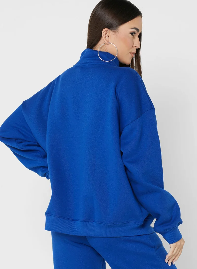 MISSY EMPIRE Zip Detail Oversized Sweatshirt
