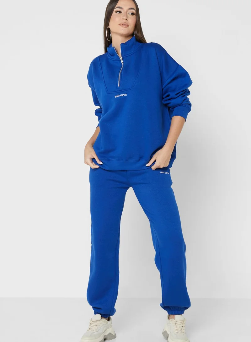 MISSY EMPIRE Zip Detail Oversized Sweatshirt