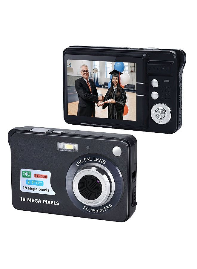 Generic Portable 720P Digital Camera Video Camcorder 18MP Photo 8X Zoom Anti-shake 2.7 Inch Large TFT Screen Built-in Lithium Battery with Carry Bag USB Charging Cable for Kids Teens  - Image 1