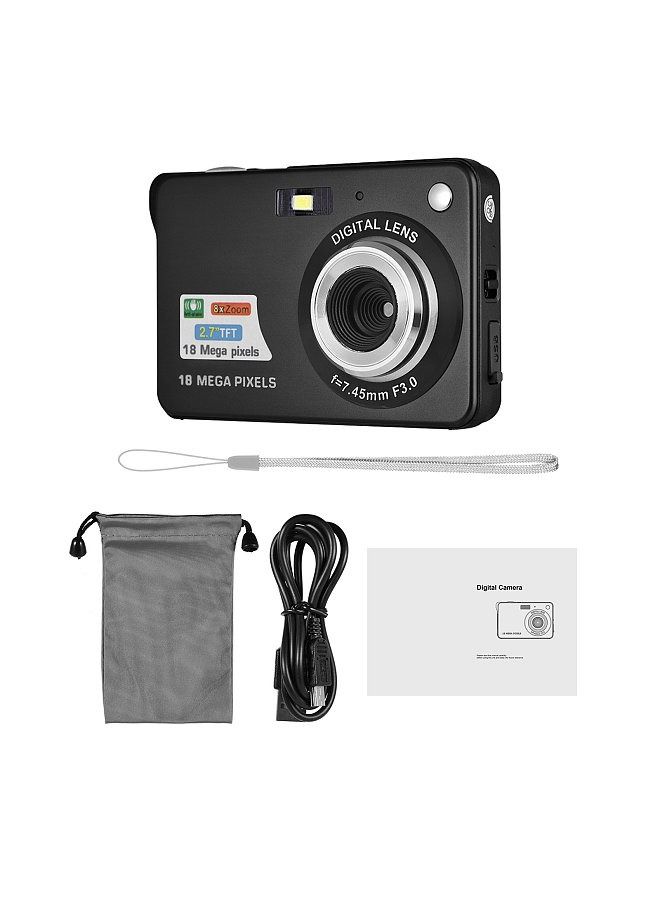 Generic Portable 720P Digital Camera Video Camcorder 18MP Photo 8X Zoom Anti-shake 2.7 Inch Large TFT Screen Built-in Lithium Battery with Carry Bag USB Charging Cable for Kids Teens  - Image 2