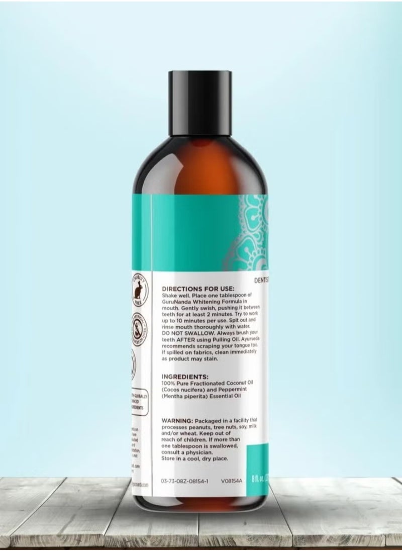 GuruNanda - GuruNanda Oil Pulling (8 Fl.Oz) with Coconut & Peppermint Oil with Tongue Scraper Inside the Box - Natural, Alcohol Free Mouthwash to Help With Fresh Breath, Teeth Whitening and Healthier Teeth & Gums - Image 1