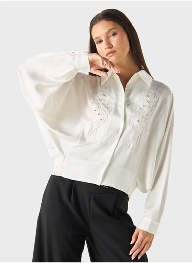 تواكستريمز Embellished Bishop Sleeve Shirt