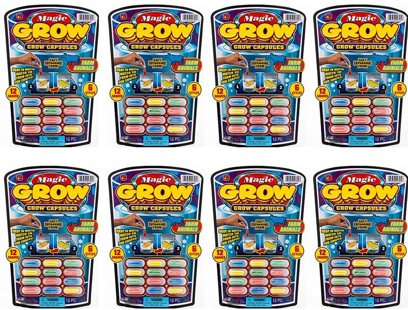 JaRu Magic Grow Capsules 8 Packs Assorted Water Growing Animals Capsules Great Party Favor Kids Toy Bath Toys for Kids Fidget Stem Toys Plus 1 Sticker 3058s