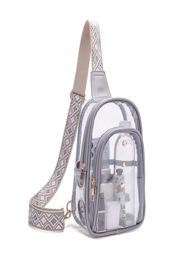 XYWstore Clear Sling Bag, Clear Bag for Stadium Events for Women, Clear Crossbody Bag for Stadium Approved (grey) - Image 1