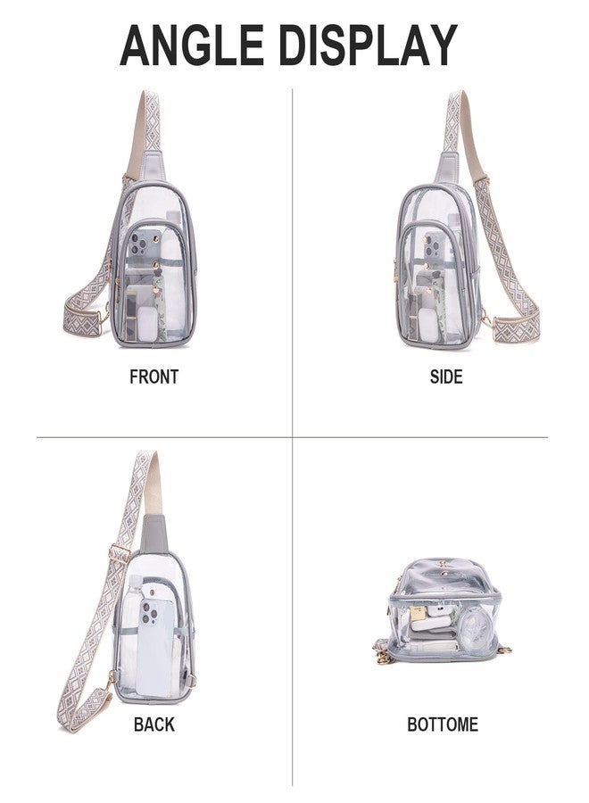 XYWstore Clear Sling Bag, Clear Bag for Stadium Events for Women, Clear Crossbody Bag for Stadium Approved (grey) - Image 3