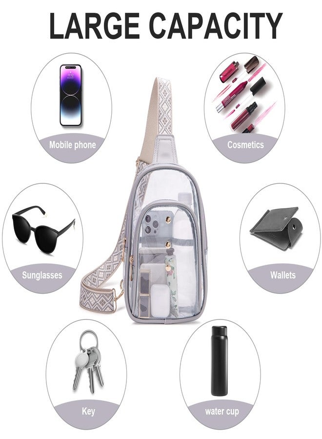 XYWstore Clear Sling Bag, Clear Bag for Stadium Events for Women, Clear Crossbody Bag for Stadium Approved (grey) - Image 5