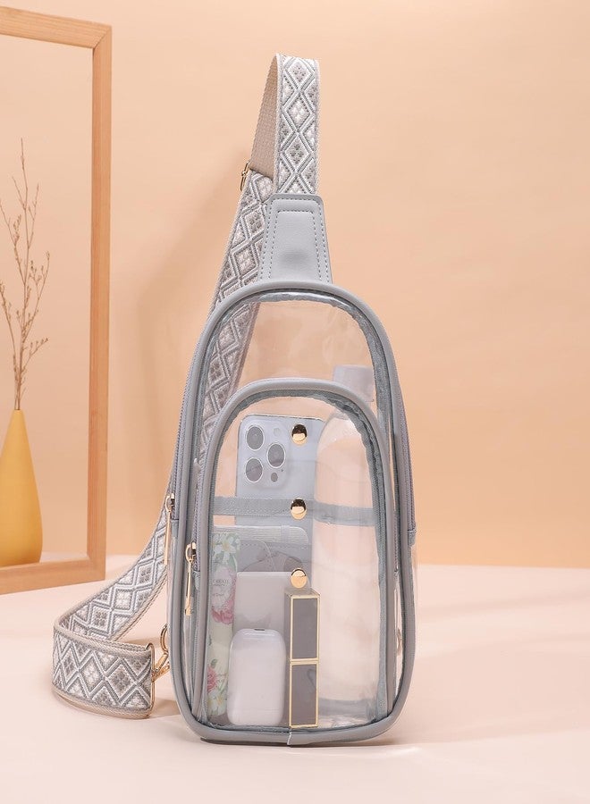 XYWstore Clear Sling Bag, Clear Bag for Stadium Events for Women, Clear Crossbody Bag for Stadium Approved (grey) - Image 2