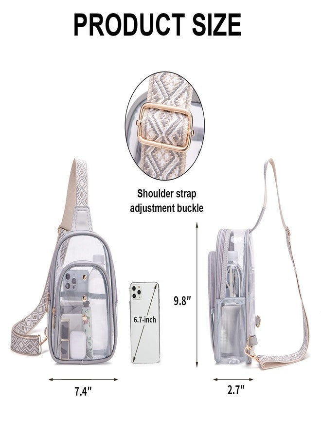 XYWstore Clear Sling Bag, Clear Bag for Stadium Events for Women, Clear Crossbody Bag for Stadium Approved (grey) - Image 4