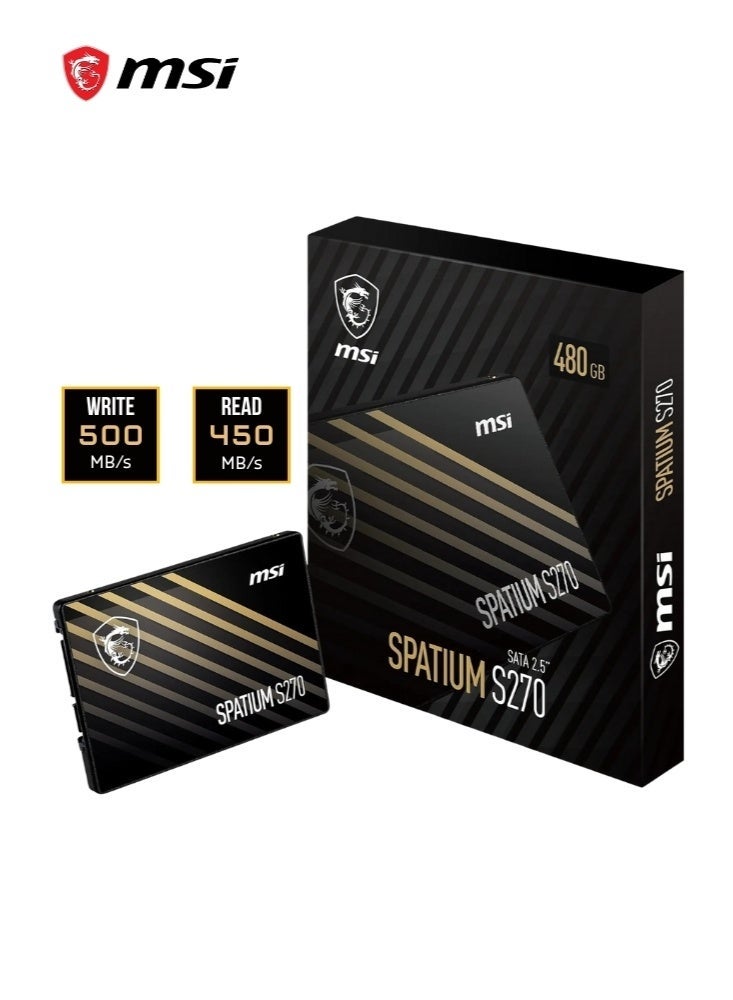 MSI SPATIUM S270 SATA III, 2.5inch | 480GB Internal SSD for Laptop Desktop | 5 Years Warranty - Image 1