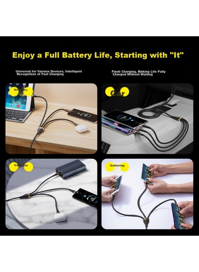 OKSJ Charging Cable, Three-in Data Cable, Fast Charging 6a/66w/100w Charger Cable, One-to Suitable For Huawei, Apple, Android, Type-c Phones, Car Charger - Image 5