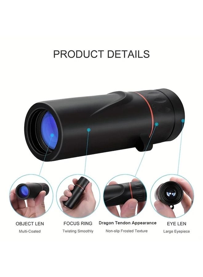 Black 10x25 High Definition Monocular Telescope for Bird Watching Camping and Outdoor Adventures - Image 4
