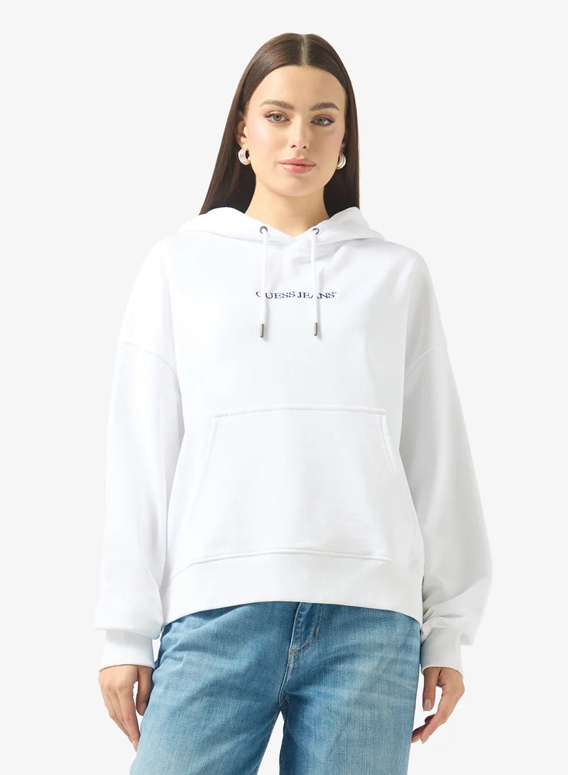 Guess Jeans Embroidered Logo Detail Drawstring Hoodie