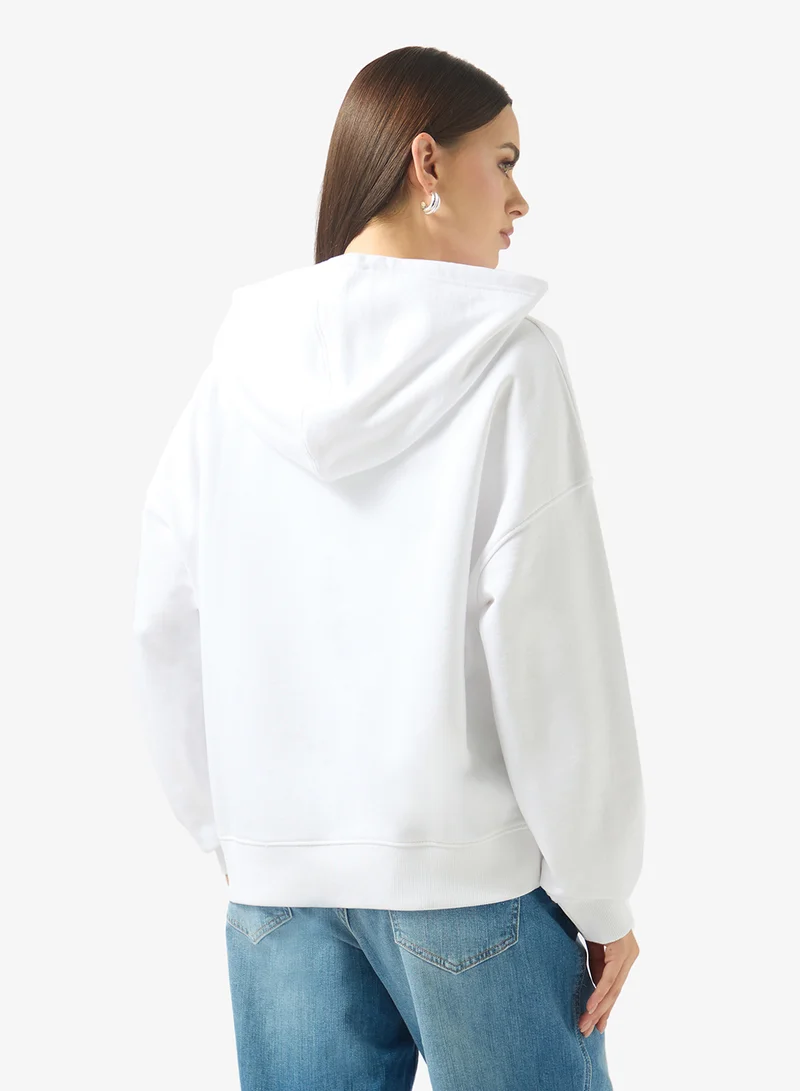 Guess Jeans Embroidered Logo Detail Drawstring Hoodie