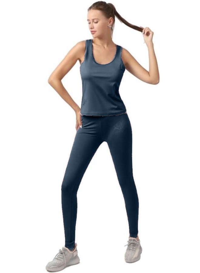 Yoga Outfit 2 Piece Workout Set High Waist Yoga Leggings and Padded Sando Top for Women Free Size T-18 - Image 1