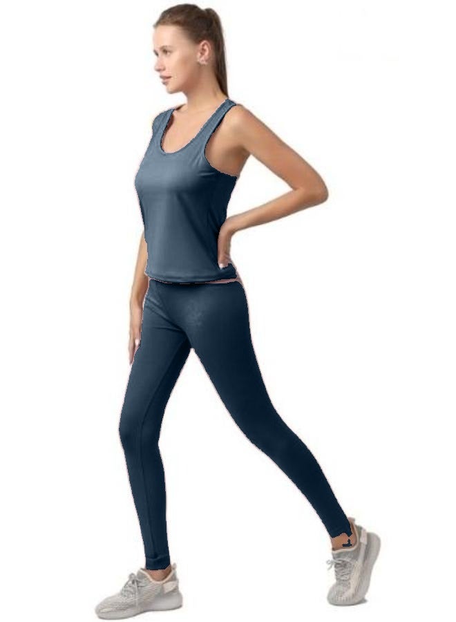 Yoga Outfit 2 Piece Workout Set High Waist Yoga Leggings and Padded Sando Top for Women Free Size T-18 - Image 3