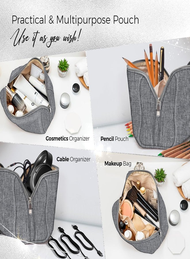 BOACAY Large Makeup Bag, Travel Cosmetic Pouch for Women, Zipper Toiletry Organizer for Purse, Kit Case for Accessories, Brushes - Image 5