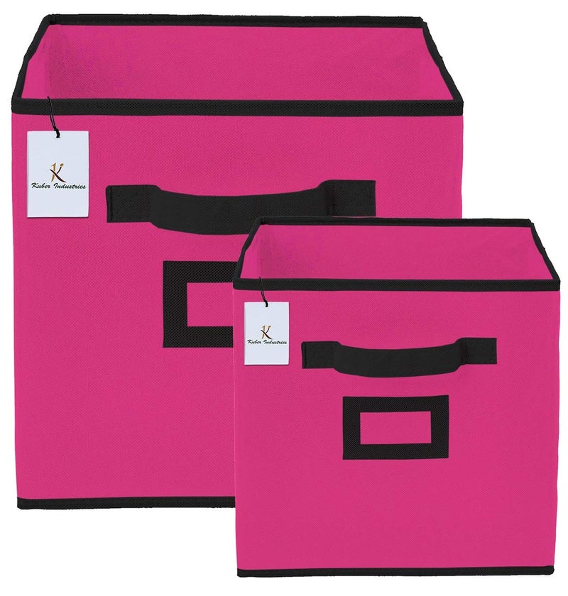 Kuber Industries Kuber Industries Non Woven Foldable Storage Organiser CubesBoxes CTKTC035308 Pink Small and Large 2 Pieces  - Image 2