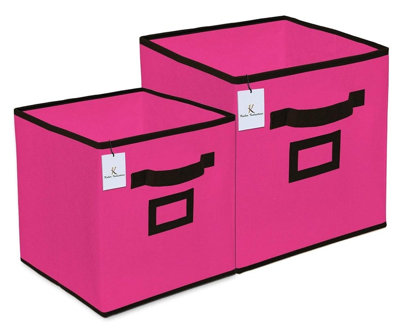 Kuber Industries Kuber Industries Non Woven Foldable Storage Organiser CubesBoxes CTKTC035308 Pink Small and Large 2 Pieces  - Image 1