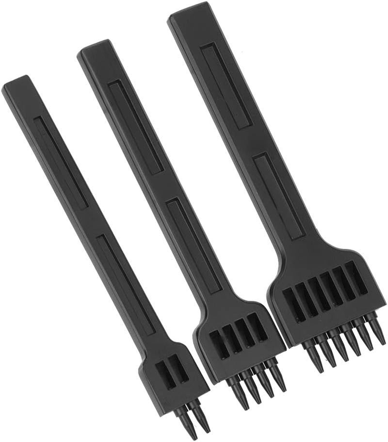 3Pcs 2/4/6 Prong Chisel Steel Leather Hole Punch Tool, Stitching Punch for DIY Sewing Craft, 4mm Hole Center Distance, Electrophoresis Blackened Rust with Round Head for Leather - Image 5