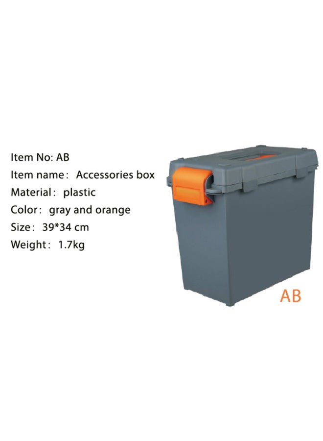 DPT صندوق معدات الصيد، صندوق أدوات بلاستيكي، رمادي، بحجم 39*34 سم - Image 2