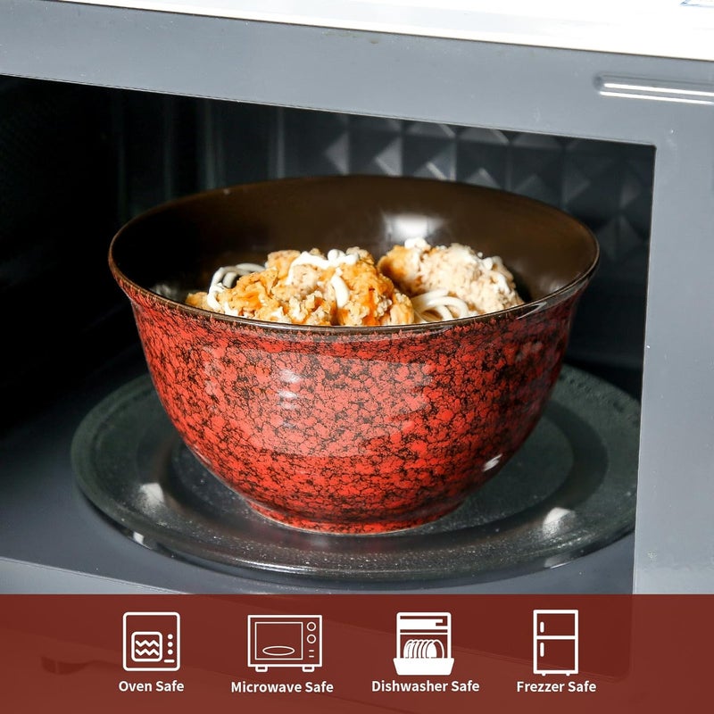 Hasense Ceramic Soup Bowls 40 Oz Serving Bowls Set of 4 Cereal Bowls Salad Bowls for Pasta Soup Popcorn Dishwasher  Microwave Safe Christmas Thanksgiving Gifts Red - Image 4
