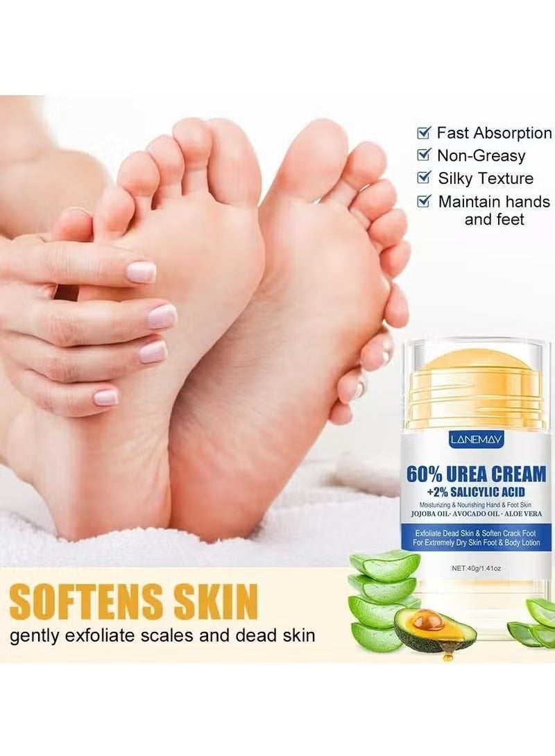 LANEMAY Hydrating Urea Foot & Hand Cream, 60% Urea with 2% Salicylic Acid for Dry Cracked Skin, Moisturizing Repair Lotion for Feet, Elbows, Knees, and Hands, Non-Greasy, Fast Absorbing, Daily Care Cream - Image 5