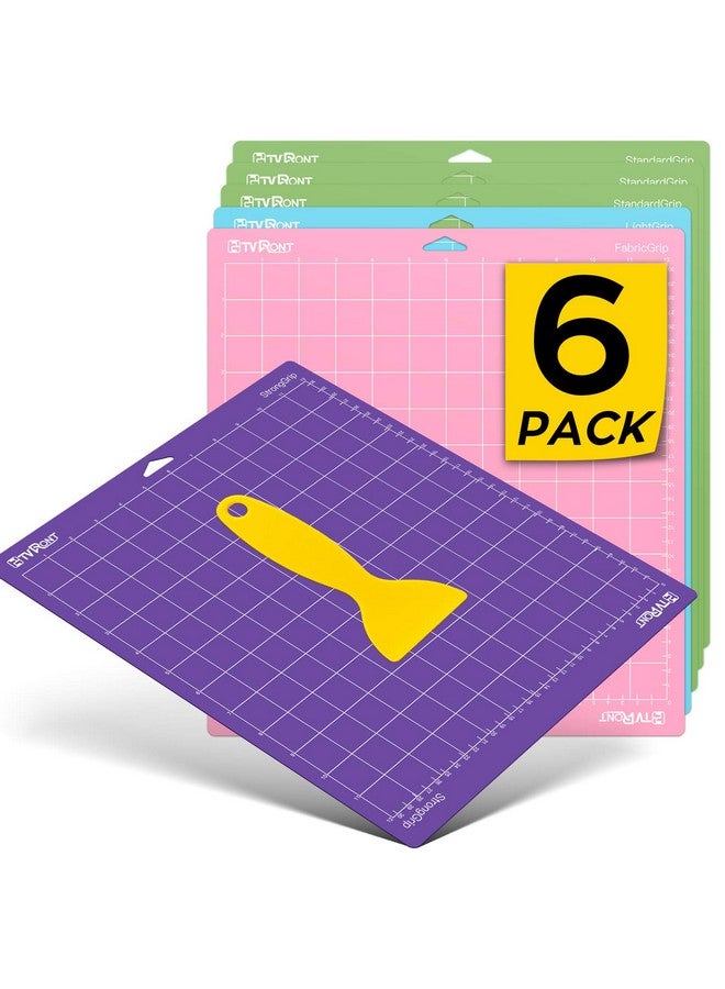 HTVRONT Cutting Mat For Cricut 6 Pack Cutting Mat 12X12(Standardgrip Lightgrip Stronggrip Fabricgrip) For Cricut Explore Air 2/Air/One Variety Adhesive Sticky Cutting Mats Accessories For Cricut - Image 1