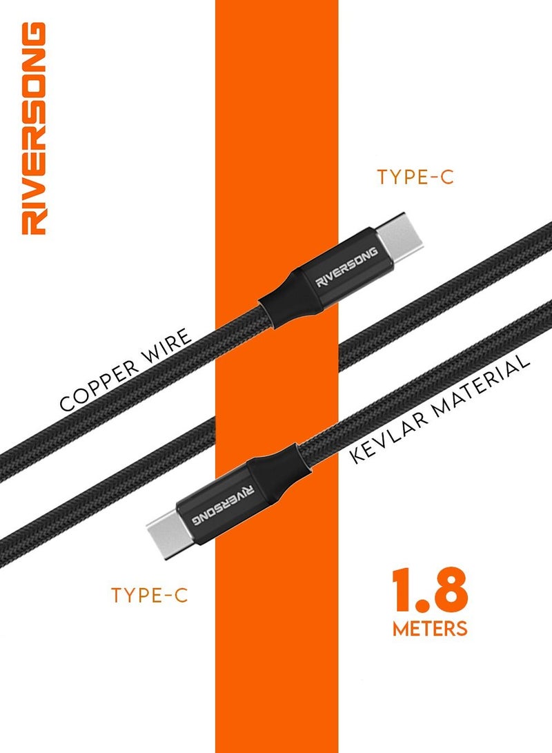 RIVERSONG Type-C to Type-C 2.4A Charging cable - Hercules C2 - 1.8 meters - Image 4